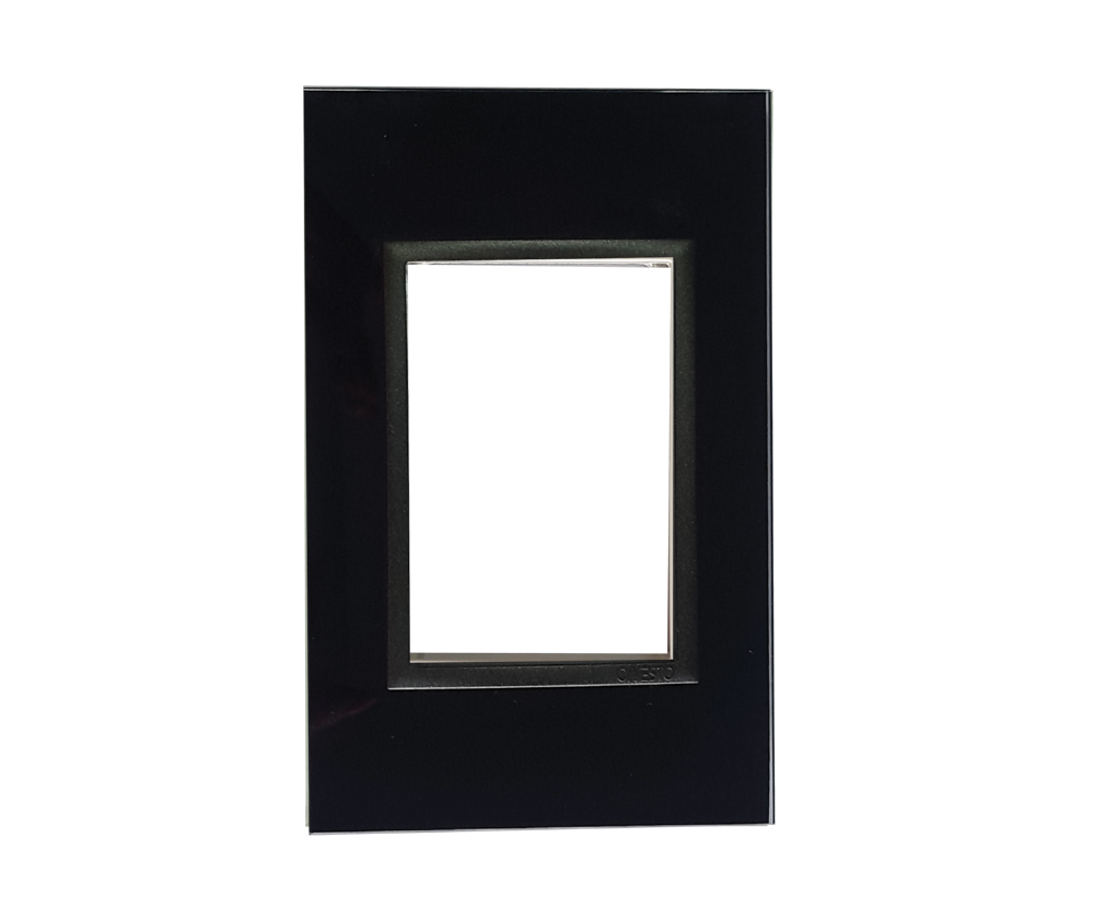 4 X 2 3 Lever Yoke Black Glass