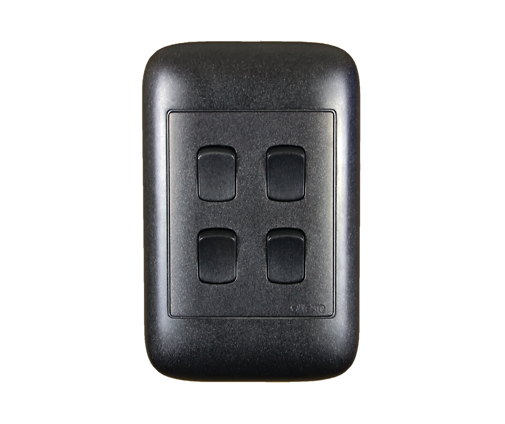 4X2 4 Lever 1 Way Black Switch