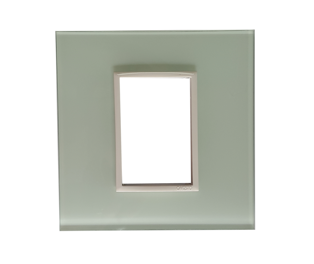 4 X 4 1 Lever Yoke White Glass