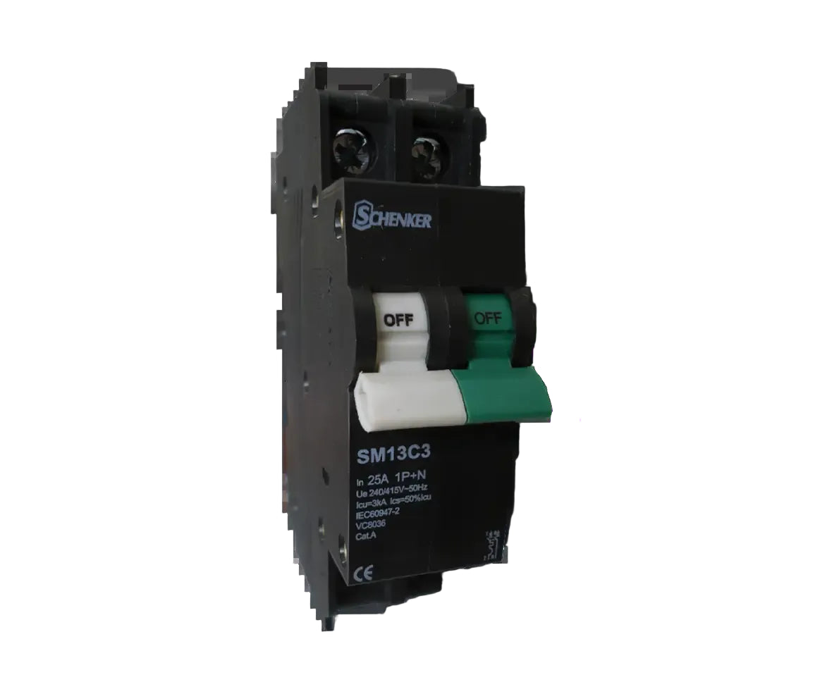 13mm 1 Pole + Neutral Mini Rail 3kA Circuit Breaker