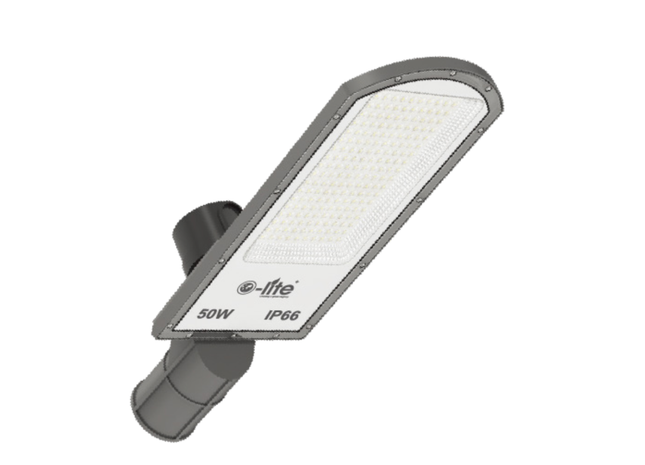 LED street light fixture on a white background