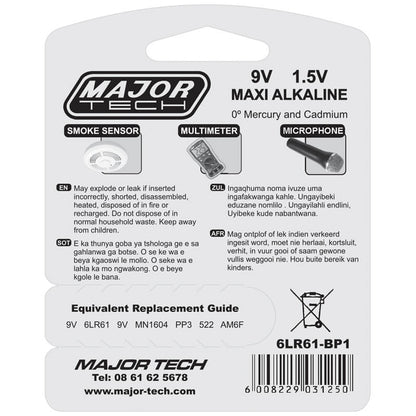 Major-Tech 9V Maxi Alkaline Battery