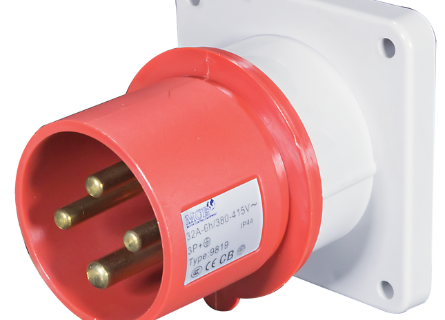 32A 3, 4 & 5 Pin Appliance Inlet Socket - Panel Mount (IP44)
