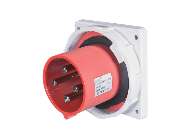 63A 3, 4 & 5 Pin Appliance Inlet Socket - Panel Mount (IP67)