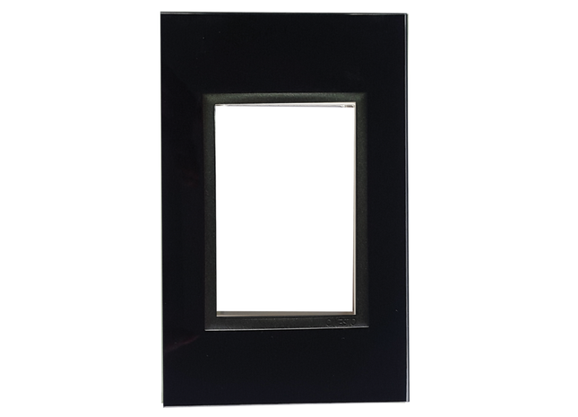 4 X 2 3 Lever Yoke Black Glass