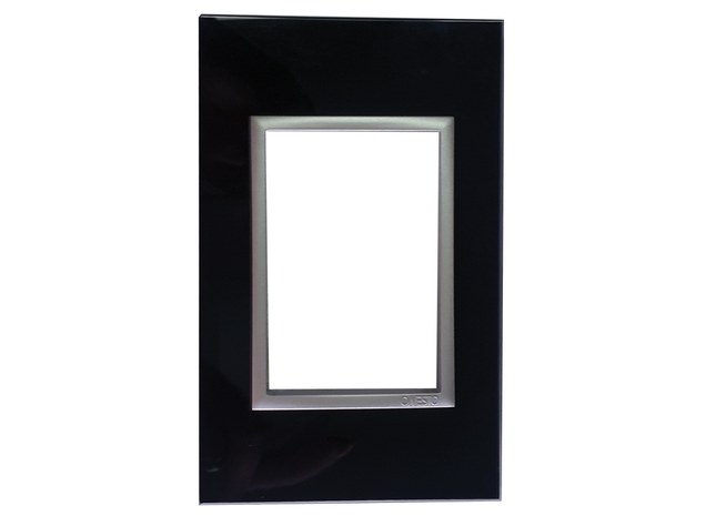 4 X 2 3 Lever Yoke Black Glass