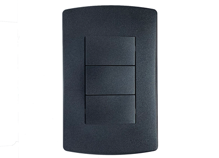 4X2 3 Lever 1 Way Switch Black Graphite
