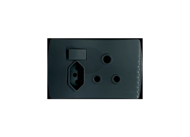 16A 3Pin Sa Socket + 3 Pin Za Plug Socket 4X2 Black