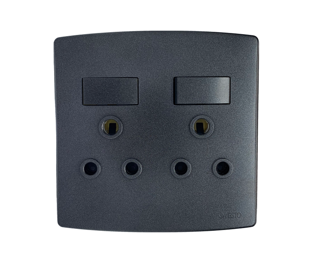 4X4 Double Switched Socket Outlet Black Econo Type – Maple Leaf ...