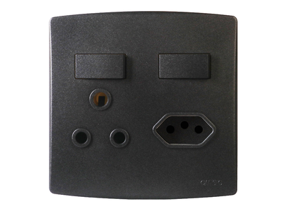 4X4 Single Switched Socket + 3 Pin Za Plug Socket Black