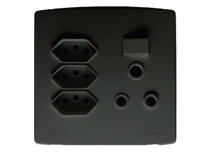 16A 3 Pin Socket And 3X3 Pin Za Plug Socket 4X4 Black