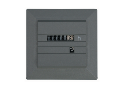 A digital running hour meter with a digital display showing '000000h' and a reset button below the display.