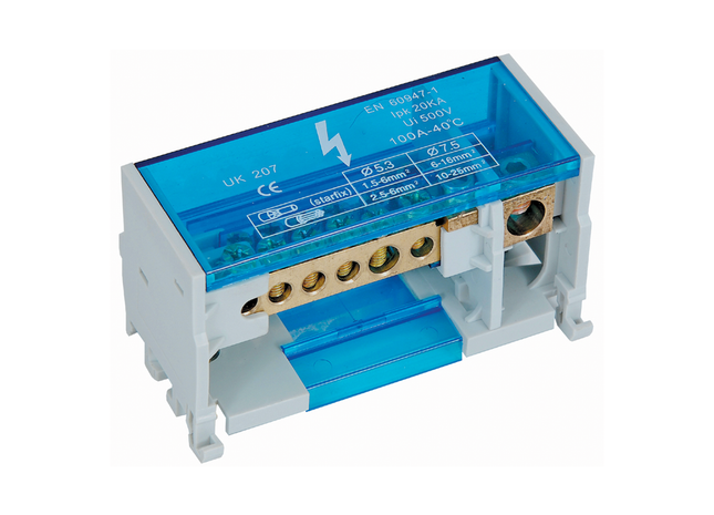 100A 2P Distribution Block - Din Rail Mount