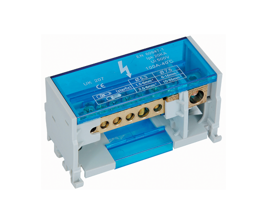 100A 2P Distribution Block - Din Rail Mount