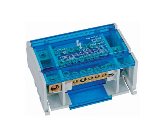 125A 4P Distribution Block - Din Rail Mount