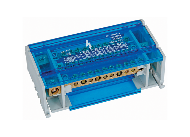 125A 4P Distribution Block - Din Rail Mount
