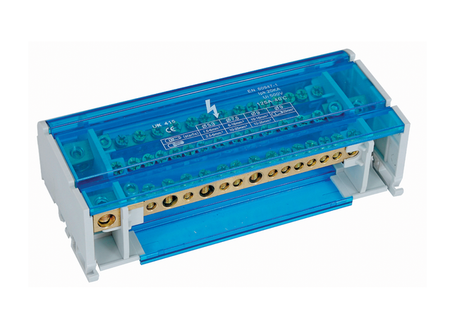 125A 4P Distribution Block - Din Rail Mount