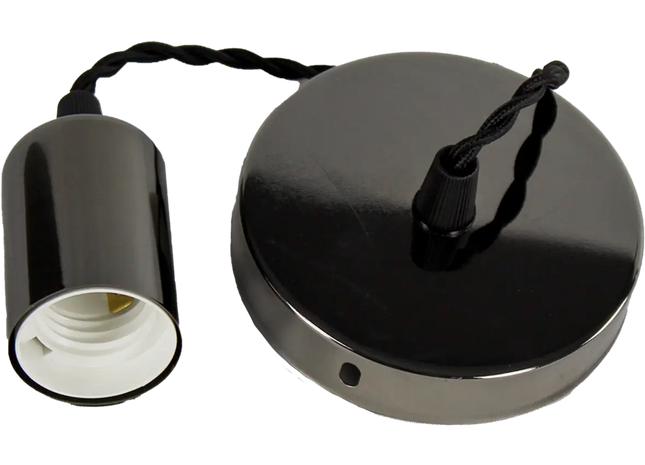 Flat Black Pendant Lamp Holder
