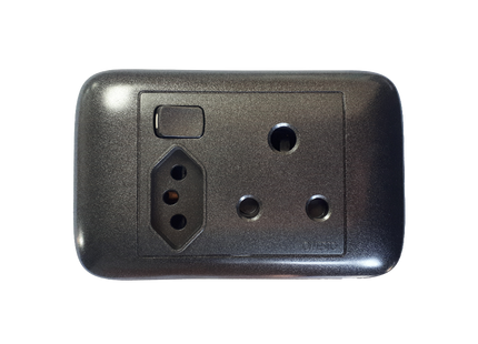 4X2 Single + New ZA Switched Socket Black