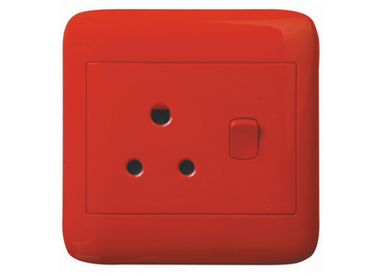 4X4 Red Dedicated Single Switched Socket