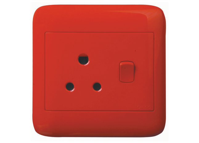 4X4 Red Dedicated Single Switched Socket
