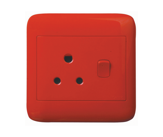 4X4 Red Dedicated Single Switched Socket