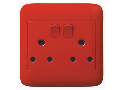 4X4 Red Dedicated Double Switched Socket