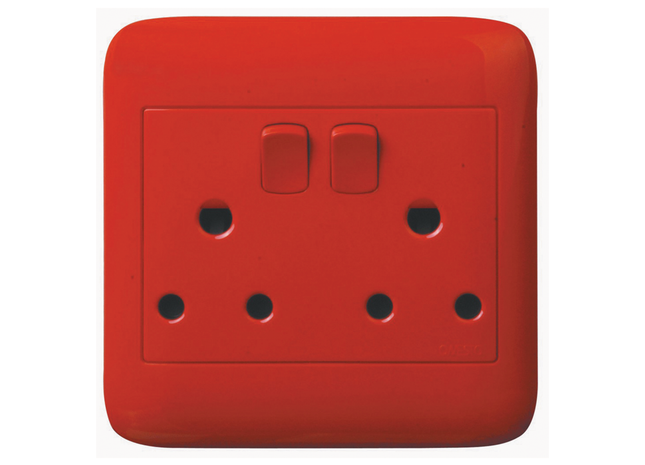 4X4 Red Dedicated Double Switched Socket