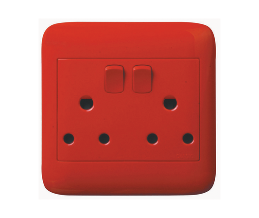 4X4 Red Dedicated Double Switched Socket