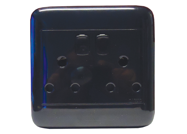 4X4 Black Dedicated Double Switch Socket