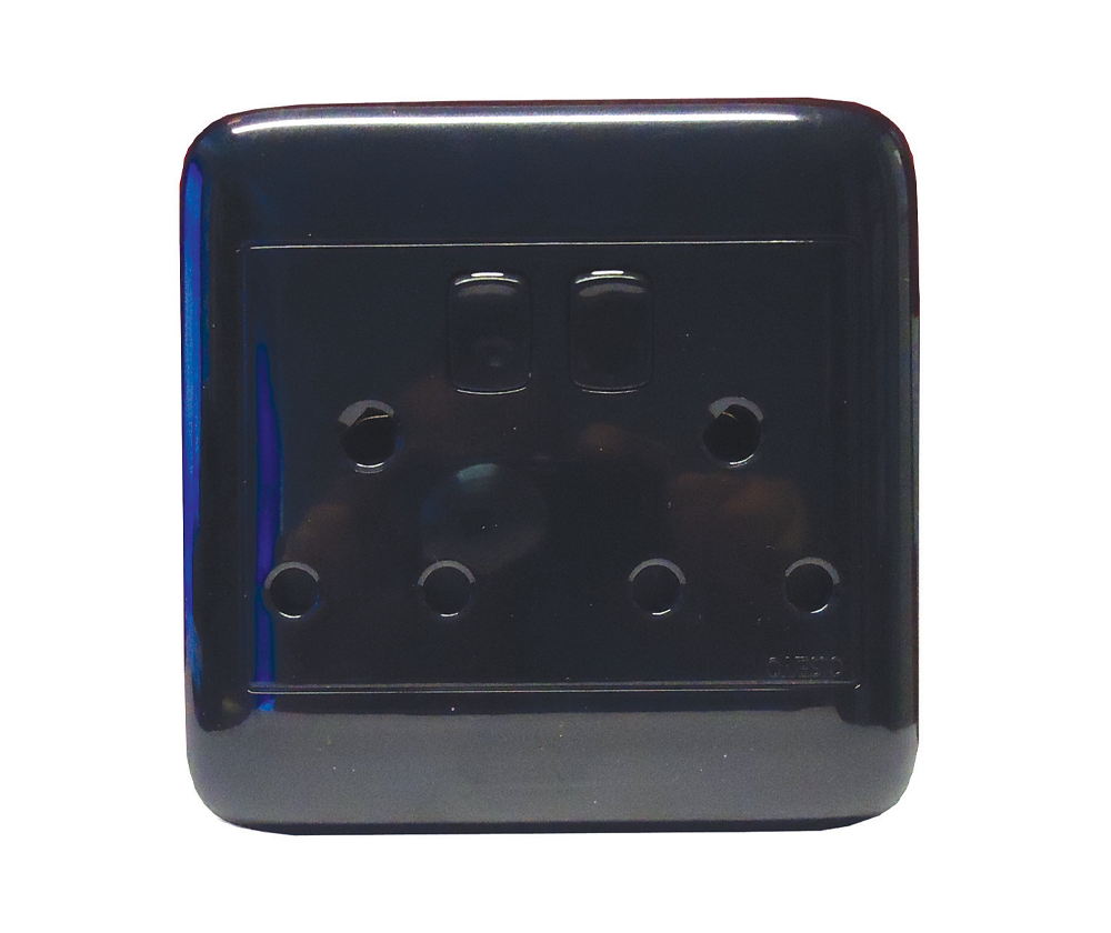 4X4 Black Dedicated Double Switch Socket