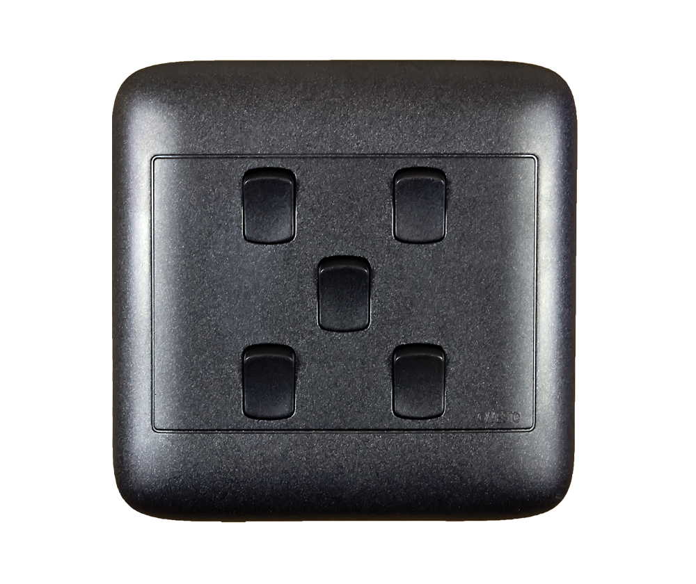 4X4 5 Lever 1 Way Black Switch