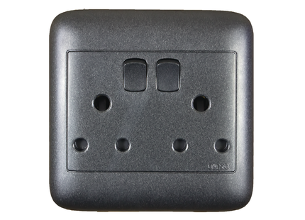 4X4 Double Black Switch Socket