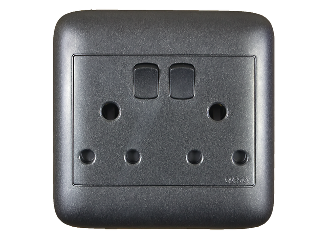 4X4 Double Black Switch Socket