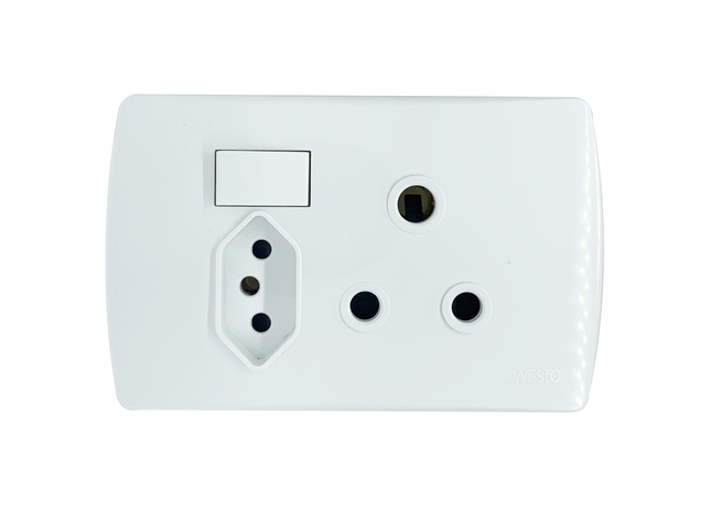 4X2 16A 3Pin Sa Socket + 3Pin Za Plug Socket White