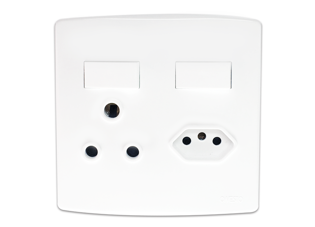 4X4 Single Switched Socket + 3Pin Za Plug Socket White