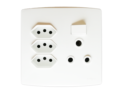 4X4 16A 3Pin Socket + 3 X 3Pin Za Plug Socket White