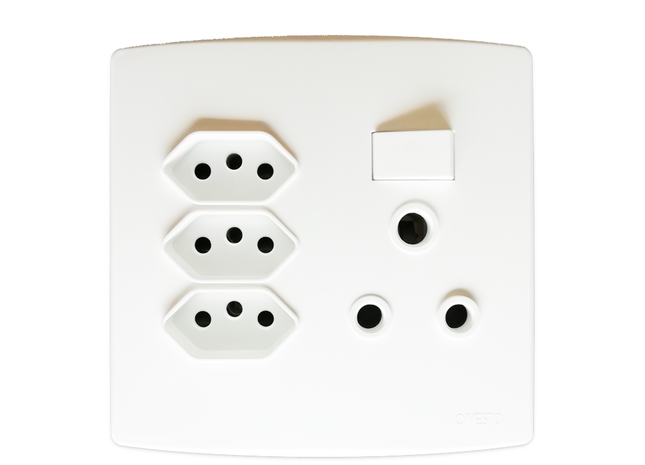 4X4 16A 3Pin Socket + 3 X 3Pin Za Plug Socket White