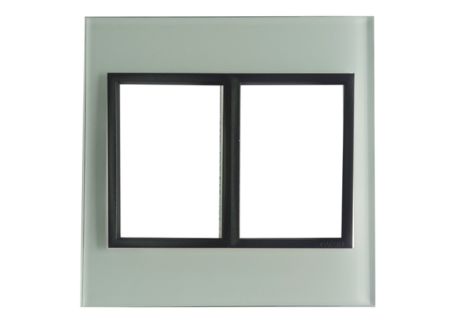 4 X 4 1+1 Lever Yoke White Glass