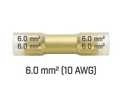 Heat shrink Ferrules | Bootlace Wire End Ferrules | Yellow 6.0mm² | Insulated