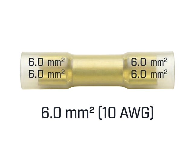 Heat shrink Ferrules | Bootlace Wire End Ferrules | Yellow 6.0mm² | Insulated
