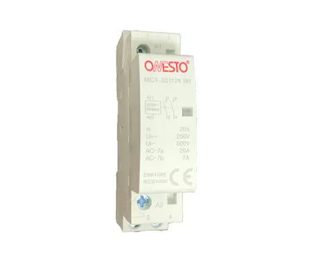 18mm Din Rail Modular Contactor - 1 NO + 1 NC Auxiliary - 2 Pole